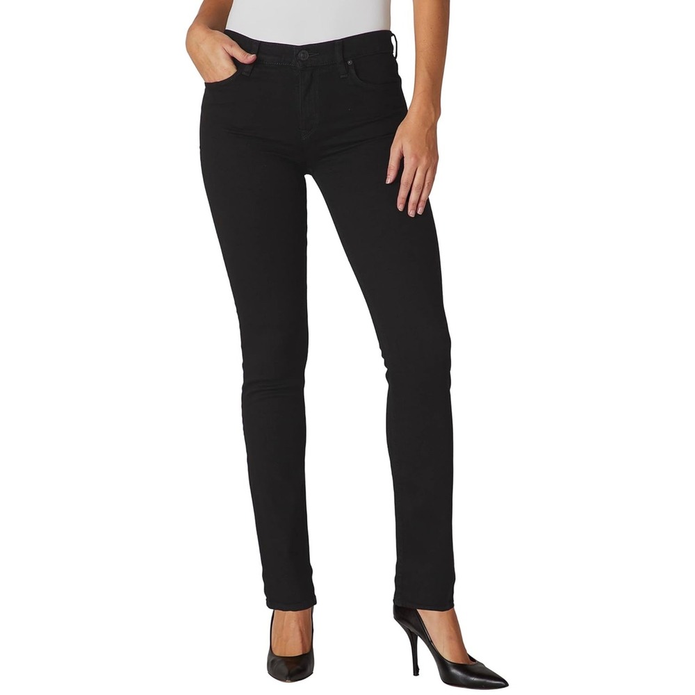 Hudson Nico Straight Leg Jeans Womens 23 Black Mid Rise Slim Denim Pants $195